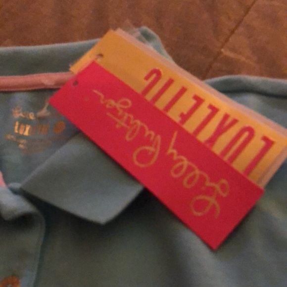 NWT Lilly Pulitzer Meredith Luxletic Short Sleeve Polo Bali Blue. Size xs. - Picture 4 of 10